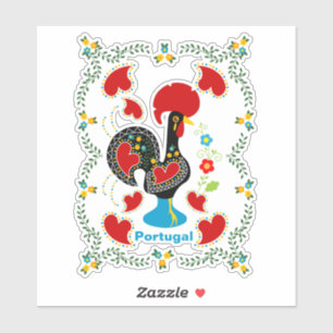Sticker Coq traditionnel du Portugal en noir