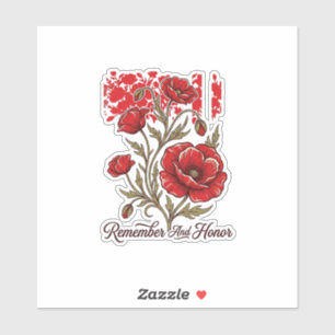 Sticker Coquelicot Rouge Se souvenir et honorer Vintage Ch