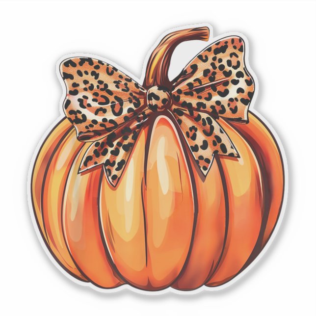 Sticker Coquette Bow Leopard Citrouille Thanksgiving Russe (Devant)