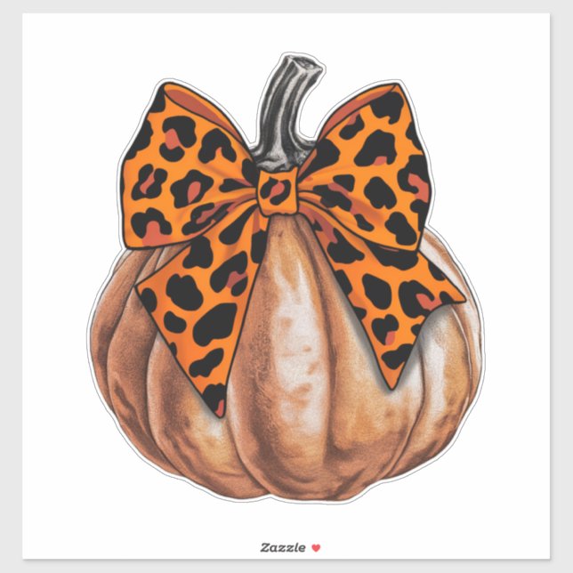 Sticker Coquette Halloween Rétro Citrouille à Arc Automne  (Feuille)