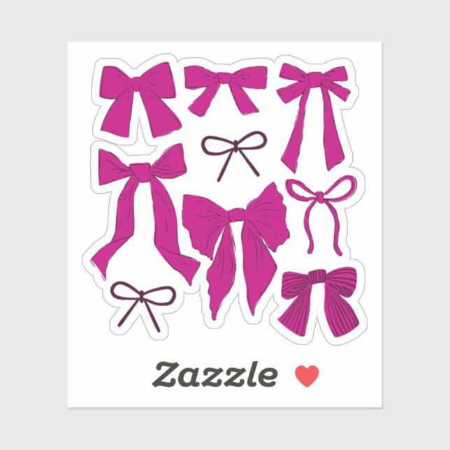 Sticker Coquette Magenta Bows Romantique (Feuille)