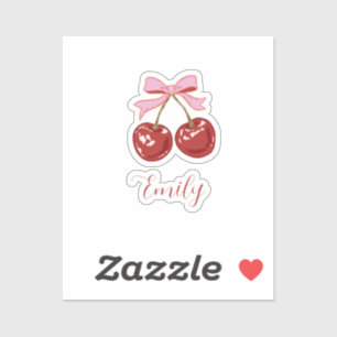 Sticker Coquette personnalisée Nom de la boîte de cerise
