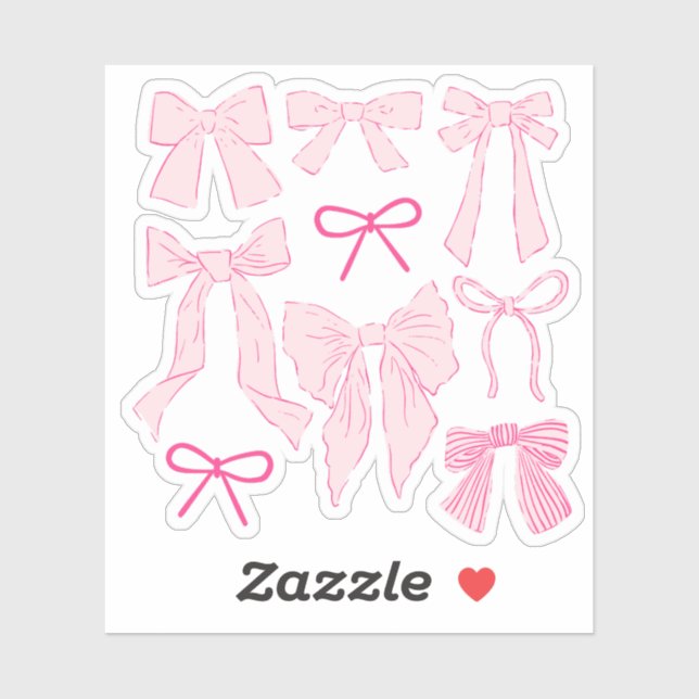 Sticker Coquette Pink Bows romantique (Feuille)