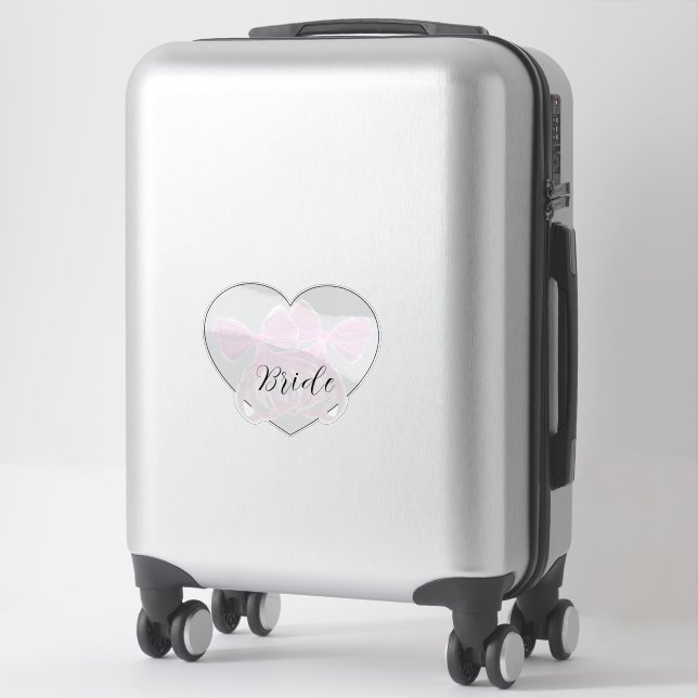 Sticker Coquette Rose transparente noeud-Mariée (Sur valise)
