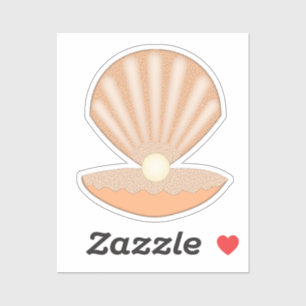 Sticker Coquille d'huître et Perle Unisexe