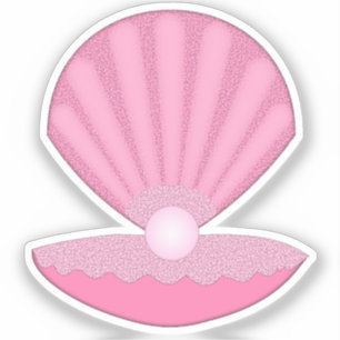 Sticker Coquille d'huîtres pour fille rose et perle