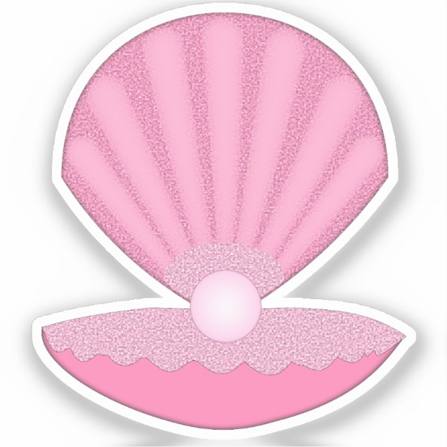 Sticker Coquille d'huîtres pour fille rose et perle (Recto)