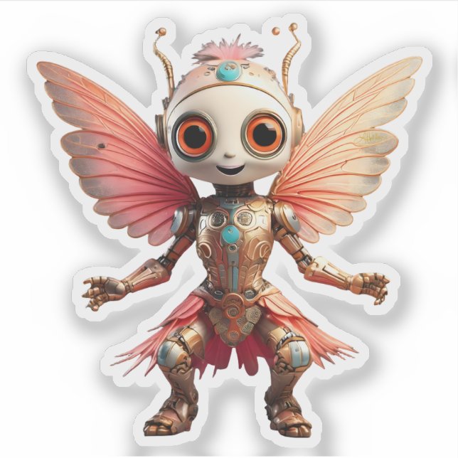 Sticker Coral Gold Cute Dancing Robot Pixie (Devant)
