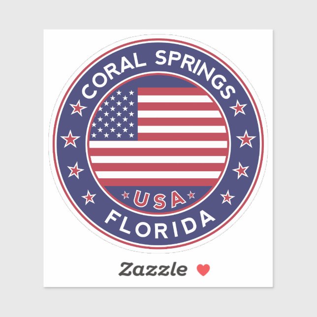 Sticker Coral Springs Floride, Coral Springs (Feuille)
