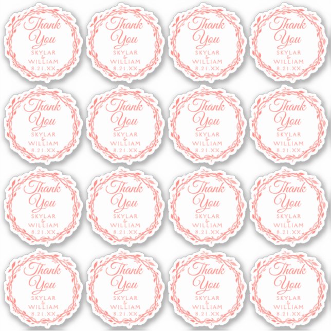 Sticker Coral Woodsy Mariage Merci Contour Vinyl (Devant)