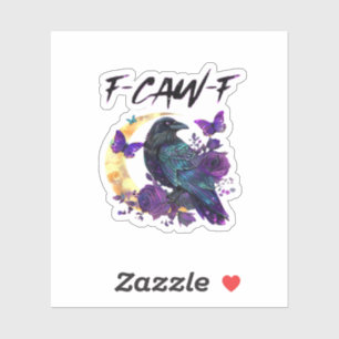 Sticker Corbeau F Caw F Oiseau Drôle Lune Design Gothique