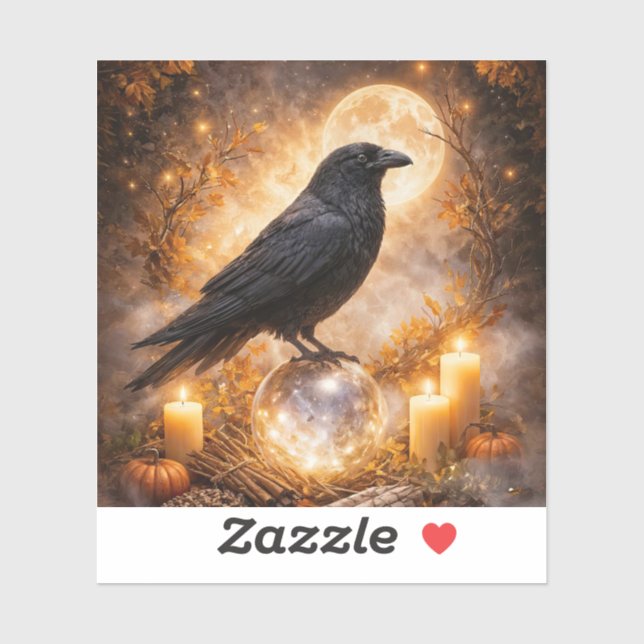 Sticker Corbeau Mystique Magique et Bougies  (Feuille)