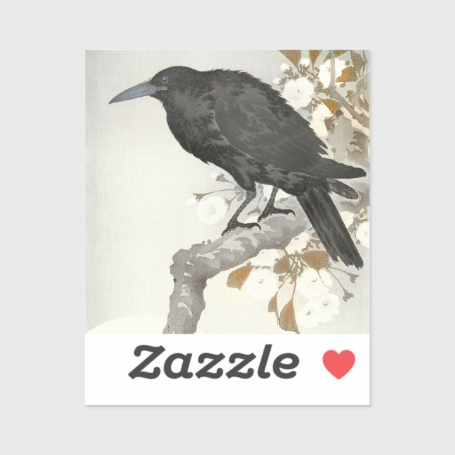 Sticker Corbeau Raven Koson Oiseau japonais (Feuille)