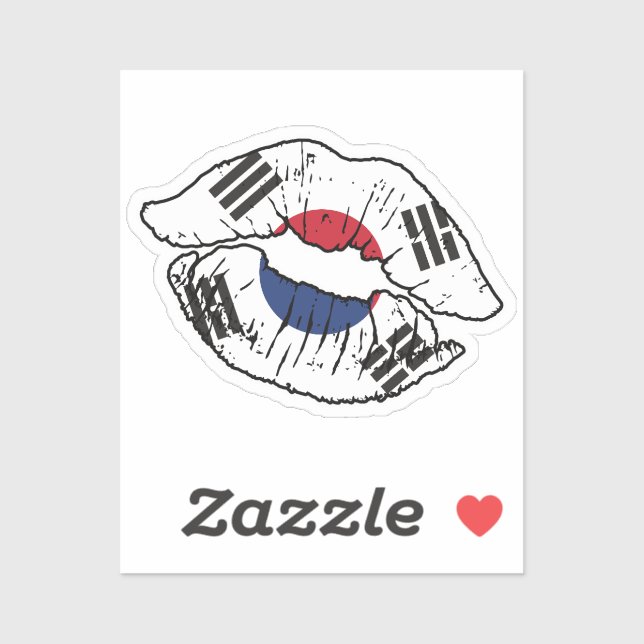 Sticker Corée du Sud Drapeau d'amour du bâton de lèvres su (Feuille)