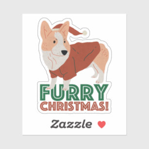 Sticker Corgi mignonne avec jeu de Noël : Feu de Noël