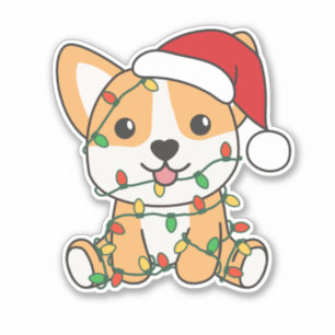 Sticker Corgi Noël Animaux d'hiver Chien