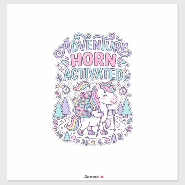Sticker Corne d'Aventure de Licorne Activée Graphique Past (Feuille)