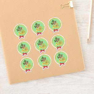 Sticker Corne Française Élégante de Noël Pomme Verte