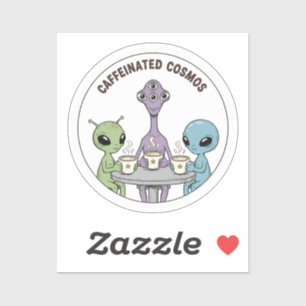 Sticker Cosmos Caféiné Mignon Alien Café Drôle