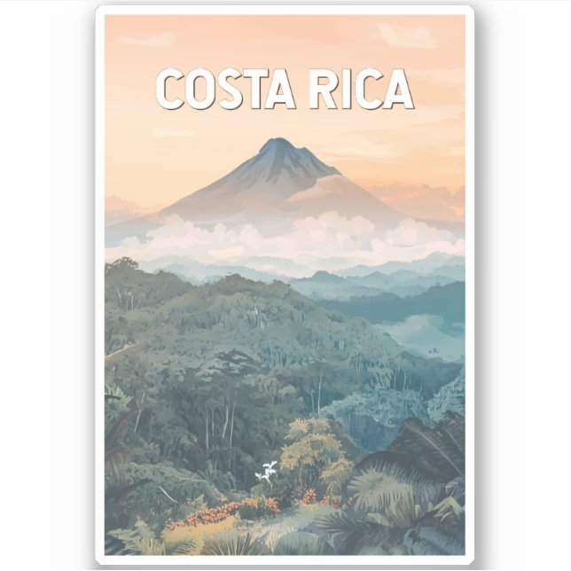 Sticker Costa Rica Illustration Travel Art Vintage (Devant)