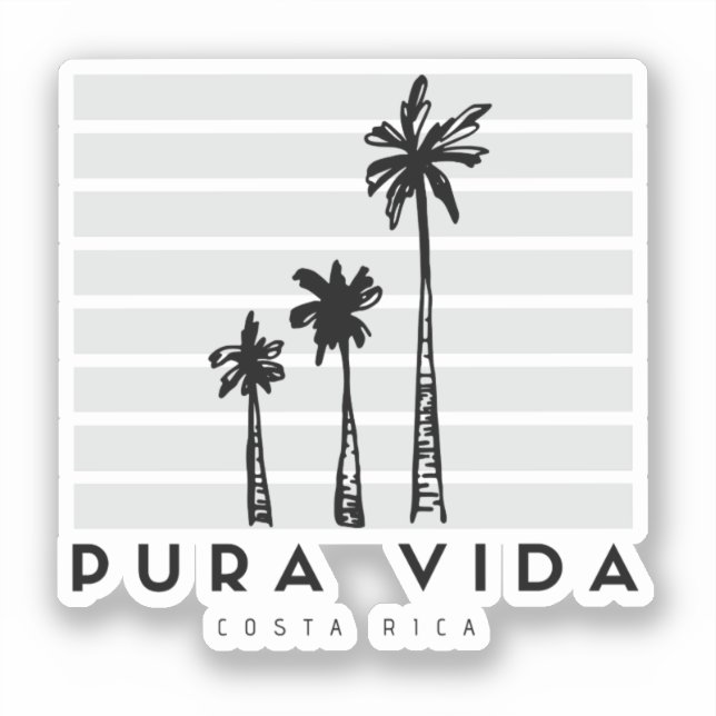 Sticker Costa Rica Pura Vida Palm Tree Souvenir (Recto)