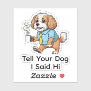 Sticker Costume cravate café pour chien Puli drôle 