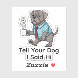 Sticker Costume d'affaires drôle de chien Weimaraner Café