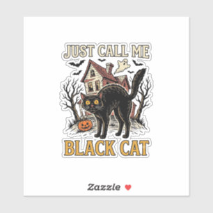 Sticker Costume de chat noir Maison hantée Funny Halloween