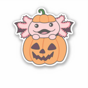 Sticker Costume de chaume Citrouille Axolotl Halloween