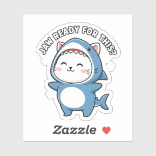 Sticker Costume de Requin Chat Mignon "Mâchoire Prête Pour
