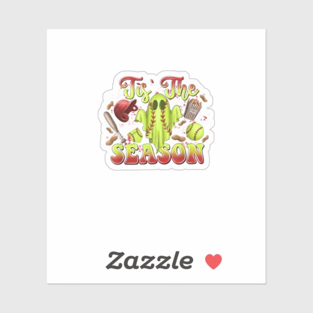 Sticker Costume De Softball éffrayant Drôle Halloween Tis  (Feuille)