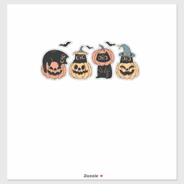 Sticker Costume de sorcière de chat mignon d'Halloween pou (Feuille)