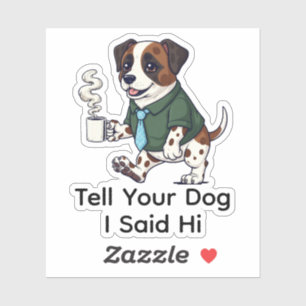 Sticker Costume drôle de chien St. Bernard en costume d'af