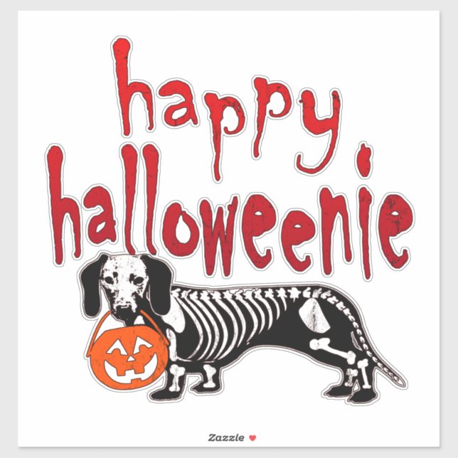 Sticker Costume Halloween Dachshund Halloween Happy Hallow (Feuille)