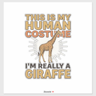 Sticker Costume Humain de Girafe Drôle Gravure Vintage Shi