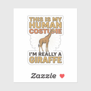 Sticker Costume Humain de Girafe Drôle Gravure Vintage T-S