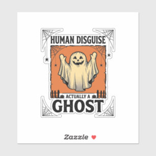 Sticker Costume Humain Fantôme Humour Halloween Vintage_1