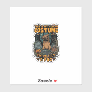 Sticker Costume Humain Pug Halloween Citrouille Pierre Tom