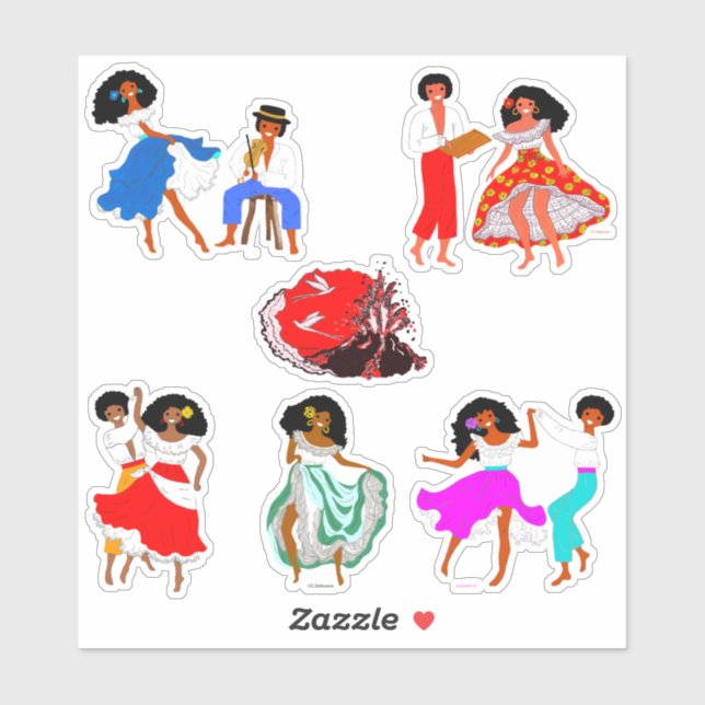 Sticker Costumes de l'Île de La Réunion, France (Feuille)