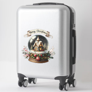 Sticker Cosy Christmas Snow Globe Cottage Scène