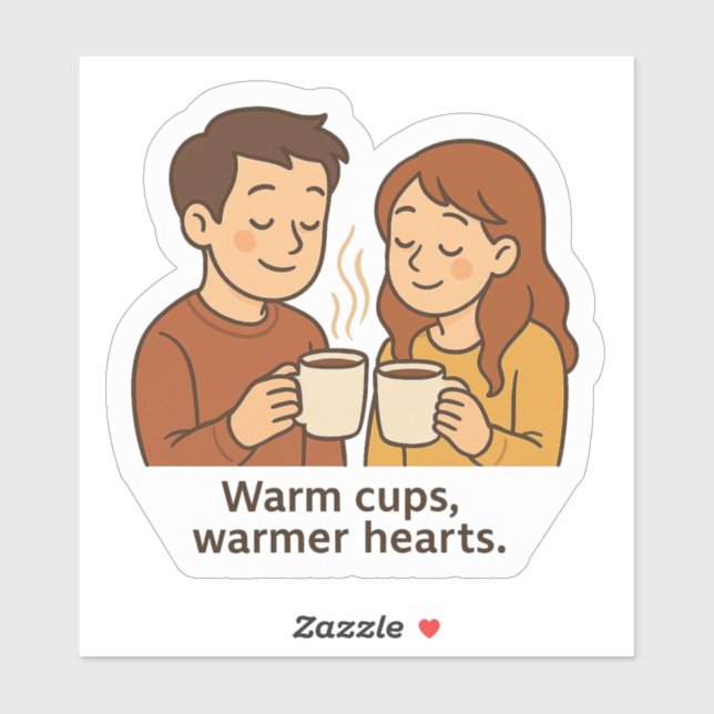 Sticker Cosy Couple Coffee Love (Feuille)