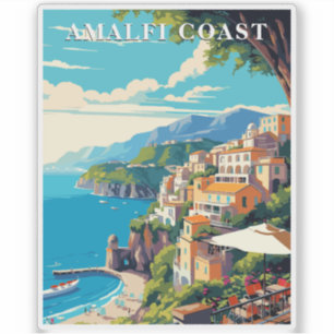 Sticker Côte d'Amalfi Italie Voyage Rétro Style Vintage 