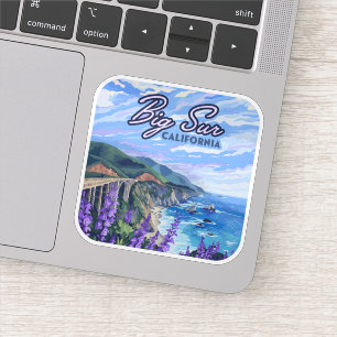 Sticker Côte de Big Sur Californie Retro Côte Ouest