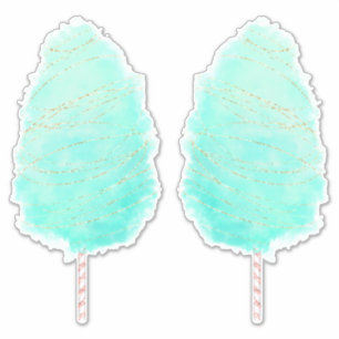 Sticker Coton bonbon aquarelle mignon vert turquoise or fi