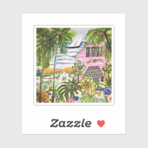 Sticker Cottage rose près de la baie I