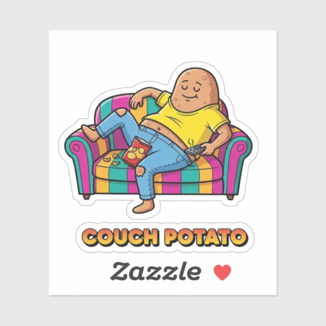 Sticker Couch Potato Lazy Person (Feuille)