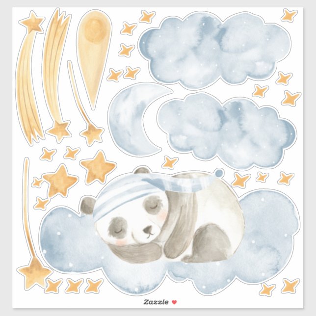 Sticker Couchage Panda Ours Enfants Chambre Ensemble de mu (Feuille)