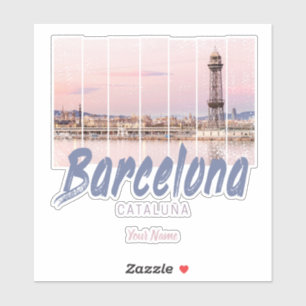 Sticker coucher de soleil de Barcelone Catalogne Skyline E