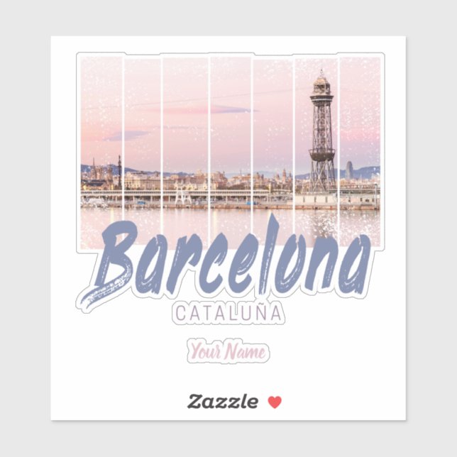 Sticker coucher de soleil de Barcelone Catalogne Skyline E (Feuille)