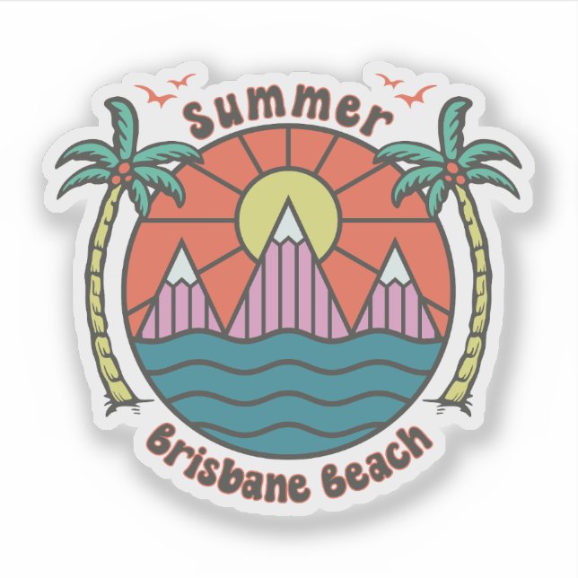 Sticker Coucher de soleil de la plage de Brisbane (Devant)